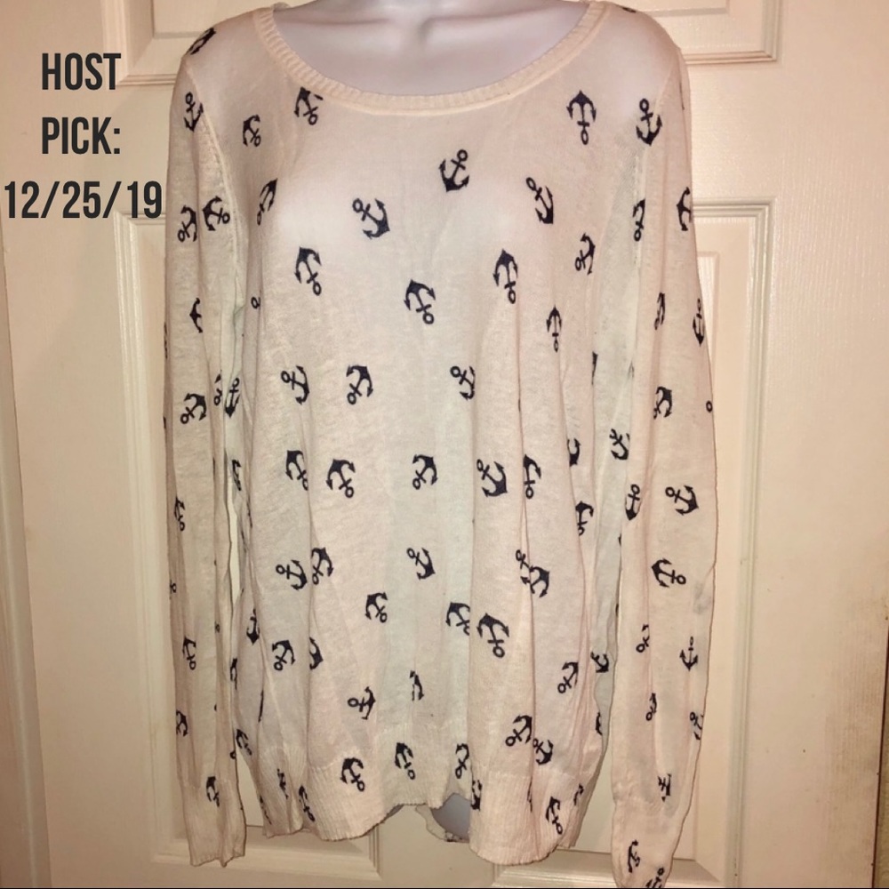 RED Saks Fifth Avenue Open Back Anchor Blouse